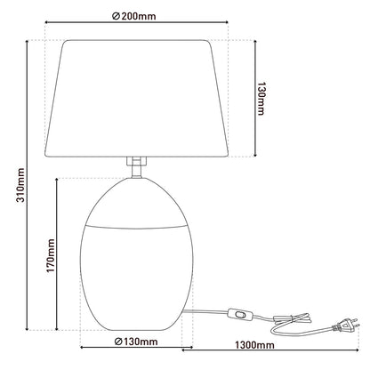 Keramische tafellamp "Talia", tafellamp, keramiek, beige/grijs, met E14 -aansluiting, voor eetkamer, woonkamer, gang of kantoor, 31 cm hoog