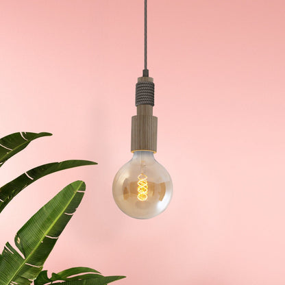 Holzbaldachin met textielkabel "Bento", in Natuur, E27 -versie, verlichting voor woonkamer of kantoor