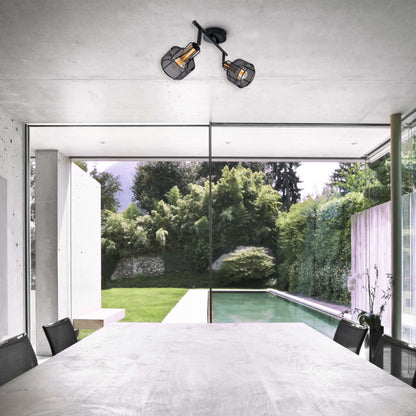 2-weg en plafondlichtspot "foro" gemaakt van metaal in zwart , met E14-versies, ongeveer 32 x 18,5 x 15 cm. Stijlvolle verlichting voor woonkamer, eetkamer of keuken.