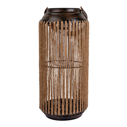 LED ZONNELIJKE LICHT "KORBINIAN" voor tuin en terras, decoratieve lamp gemaakt van metaal met jutespanning in de natuur, LED's stevig geïnstalleerd zonnelamp voor buiten 29 x 13 cm