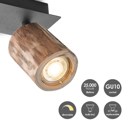 Home Sweet Home LED Opbouwspot Wood 2 - incl. dimbare LED lamp - zwart