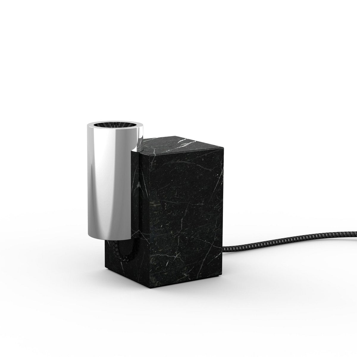 Marmeren lamp "Gemma" 16 cm hoog, gemaakt van marmer en roestvrijstalen metaal, E27-aansluiting, verlichting voor eetkamer, woonkamer, gang of kantoor