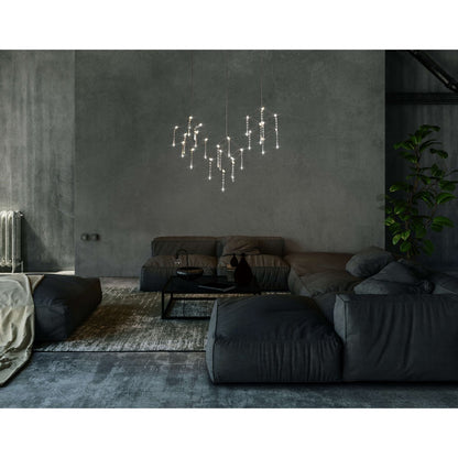 Led hanger lamp "Araneus" metaal en plastic in chroom, met stevig ingebouwde leds, 80 cm lang, verlichting voor woonkamer, eetkamer of kantoor