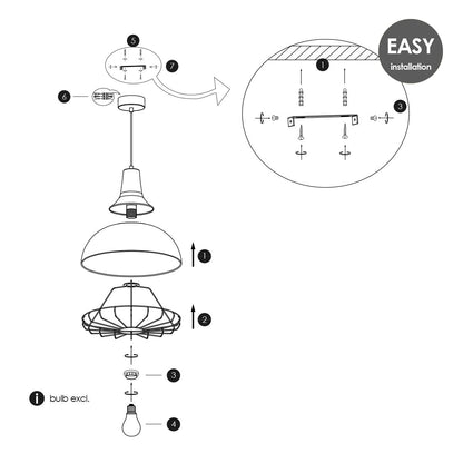 Home Sweet Home Hanglamp Job - Geborsteld staal - 38x38x140cm