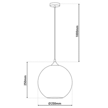 Hanglamp "vaso", kogellampglas, hangende lamp, metaal en rookglas in antraciet, E27 -aansluiting, voor eetkamer, woonkamer, gang of kantoor, met een Øvon 25 cm