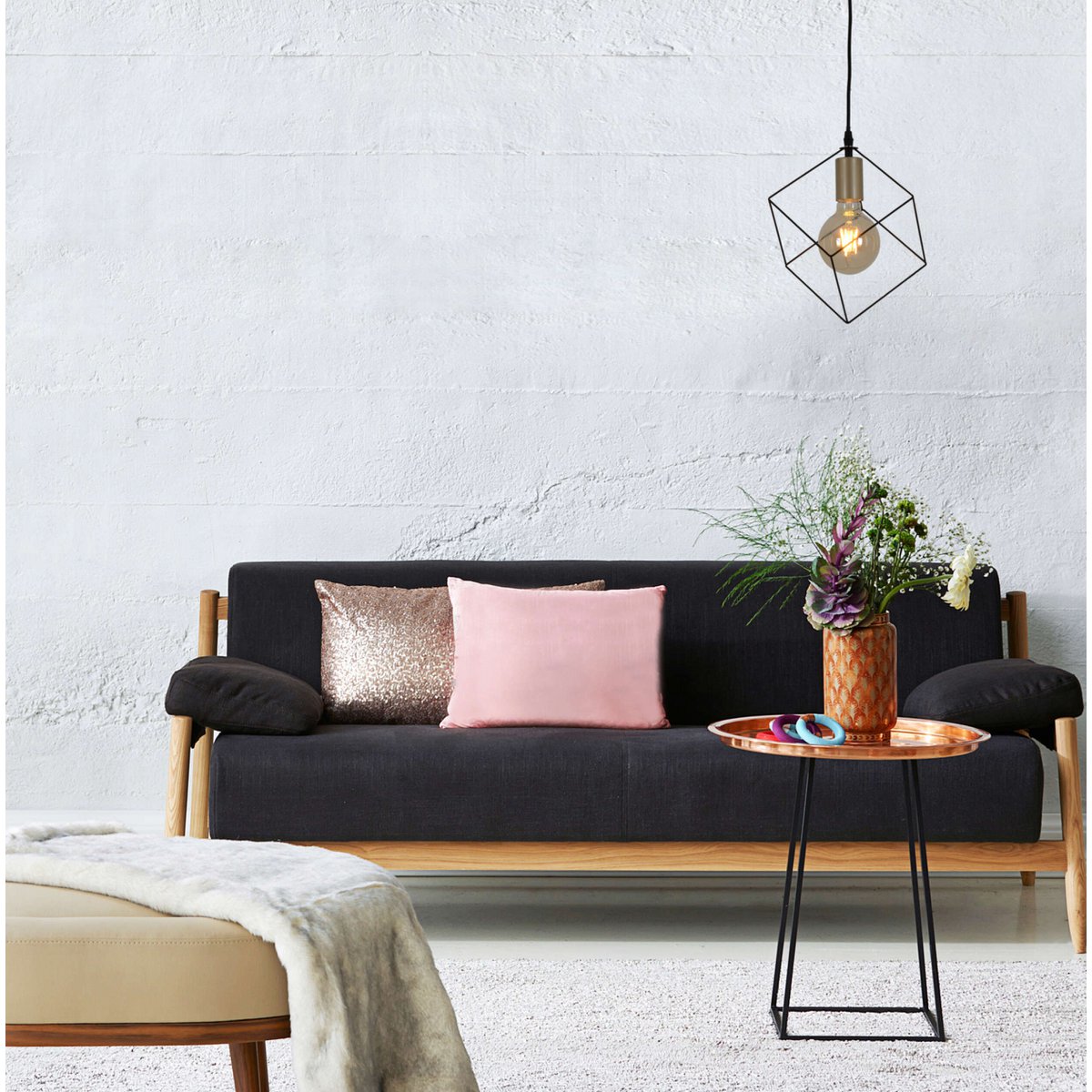 Hanger lamp "canto", hanglamp in metalen zwart en goud, e27 socket, voor eetkamer, woonkamer, gang of kantoor, 26 x 26 cm