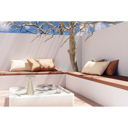 Zonne -batterijtafellamp "Palu" voor buiten en binnen, gemaakt van plastic in beige, 20 cm hoog