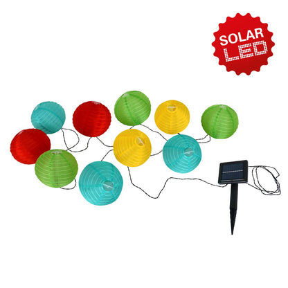LED-textiel 10-Solar Light Chain Kleurrijk, voor buiten, lichte kettingmetaal en plastic en textiel, kleurrijk, met geïntegreerde LED
