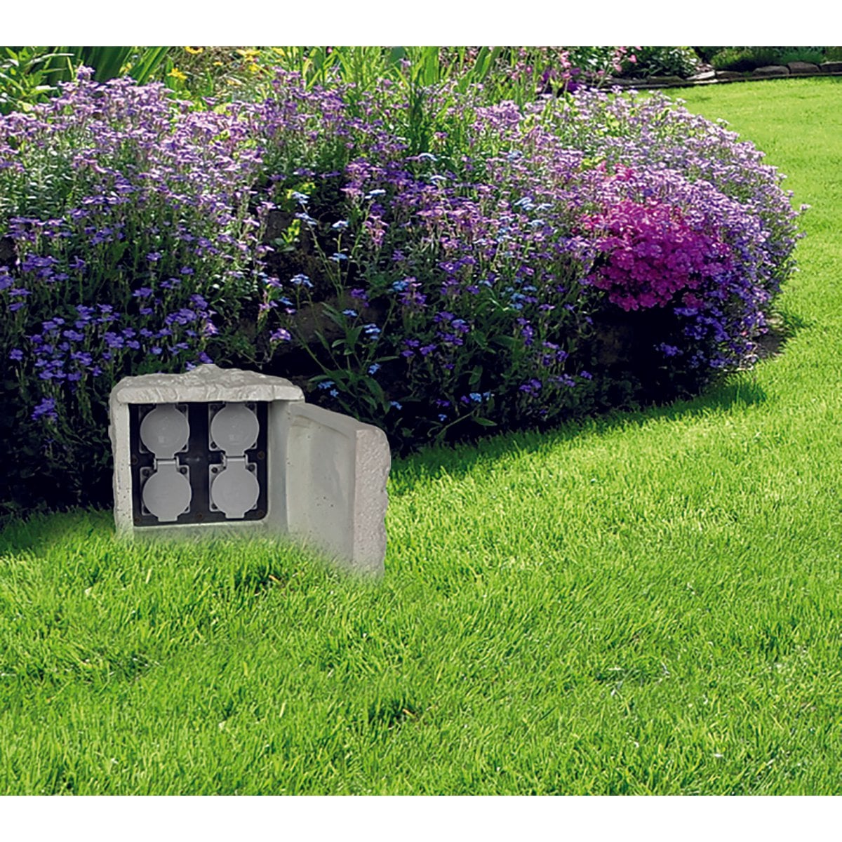 Buitenbekleding Stone "Roccus", gemaakt van grijs plastic, stopcontacten/technologie voor tuin en terras