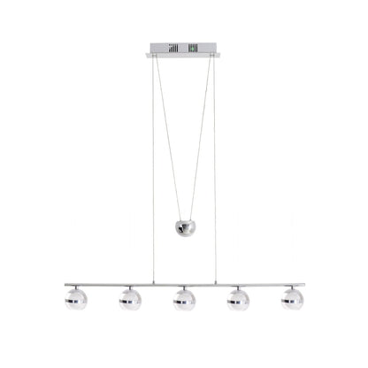 Led in ruil daarvoor hanglamp "bol" gemaakt van metaal en glas in chroom, met geïntegreerde LED