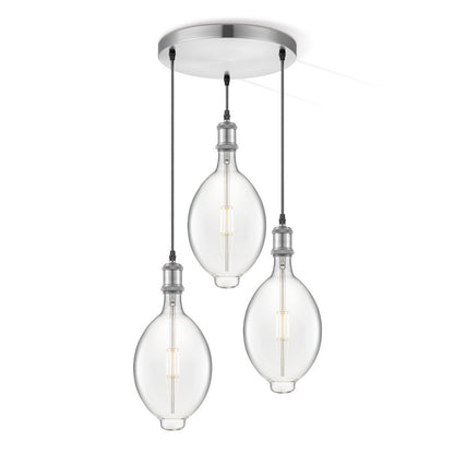 Home Sweet Home hanglamp chroom rond Ovaal 3L G180 dimbaar E27 helder