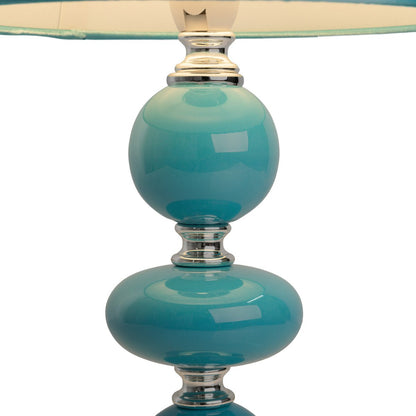 Keramische tafellamp "araga" 36 cm hoog, tafellamp gemaakt van metaal, keramiek, met tekstbladen, turquoise, met E14 -aansluiting, verlichting voor eetkamer, woonkamer, gang of kantoor