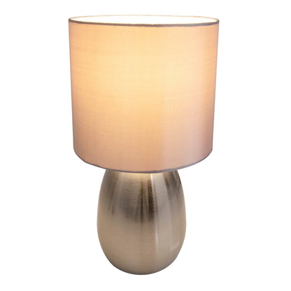 Tafellamp "Aurum" 33 cm hoog in stalen blank/grijs, gemaakt van metaal en textiel, met E14-aansluiting, verlichting voor eetkamer, woonkamer, gang of kantoor