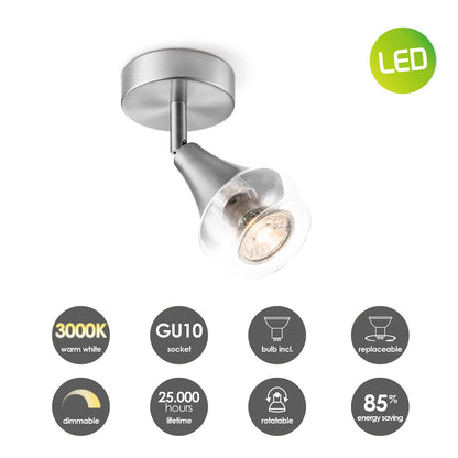 Home Sweet Home LED Wandspot Vaya - incl. dimbare LED lamp - staal
