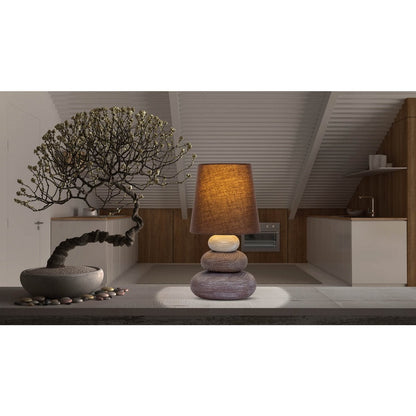 Ceramic table lamp "Stoney", ceramic table lamp in brown, with E14 socket, table lamp for dining room, living room, hallway or office, or as a bedside lamp, 31 cm high