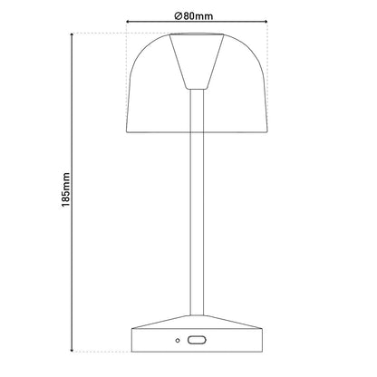 2-ex-ingestelde LED-batterijtafel Licht "Gomba" voor buiten en binnen, gemaakt van metaal en plastic in bramen, 18,5 cm hoog
