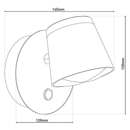 Wordeloos wandlicht "tondo" magnetisch, ca. 12 x 14,5 cm, gemaakt van black metal, voor binnen