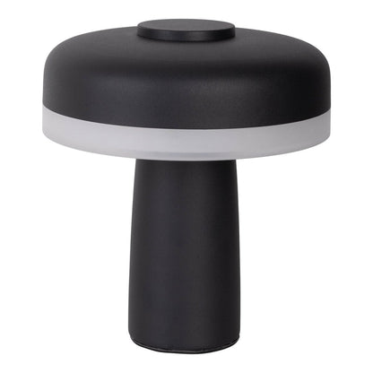 Draadloos tabletlicht "pilu", 16,5 cm hoog, boven Ø van 15 cm, metaal in zwart, wit plastic, geïntegreerde LED's, 280 lumen, dimbaar door aanraaksensor, warm wit wit