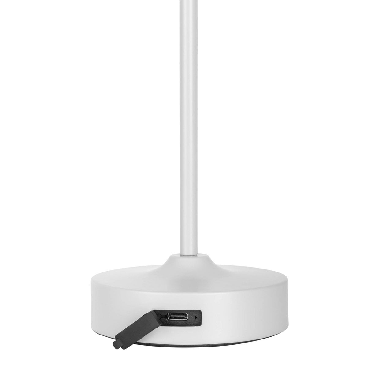 LED -batterij/ tafellamp "Pina" 30 cm hoog, gemaakt van metaal (wit) en glas (wit), geïntegreerde LED's, warm wit