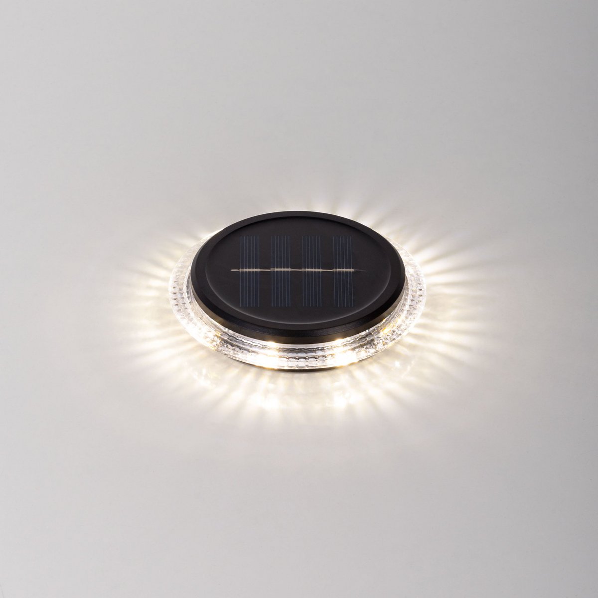 6 Set Solar-Boden-Sprießleucht Ø ca. 11,2 cm, zwart plastic, schemeringsensor, voor toegang, terras en paden