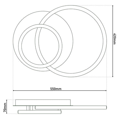 LED -plafondlamp "Kirk", gemaakt van metaal in zwart, geïntegreerde LED's, verlichting voor woonkamer, kantoor of toegangsruimte