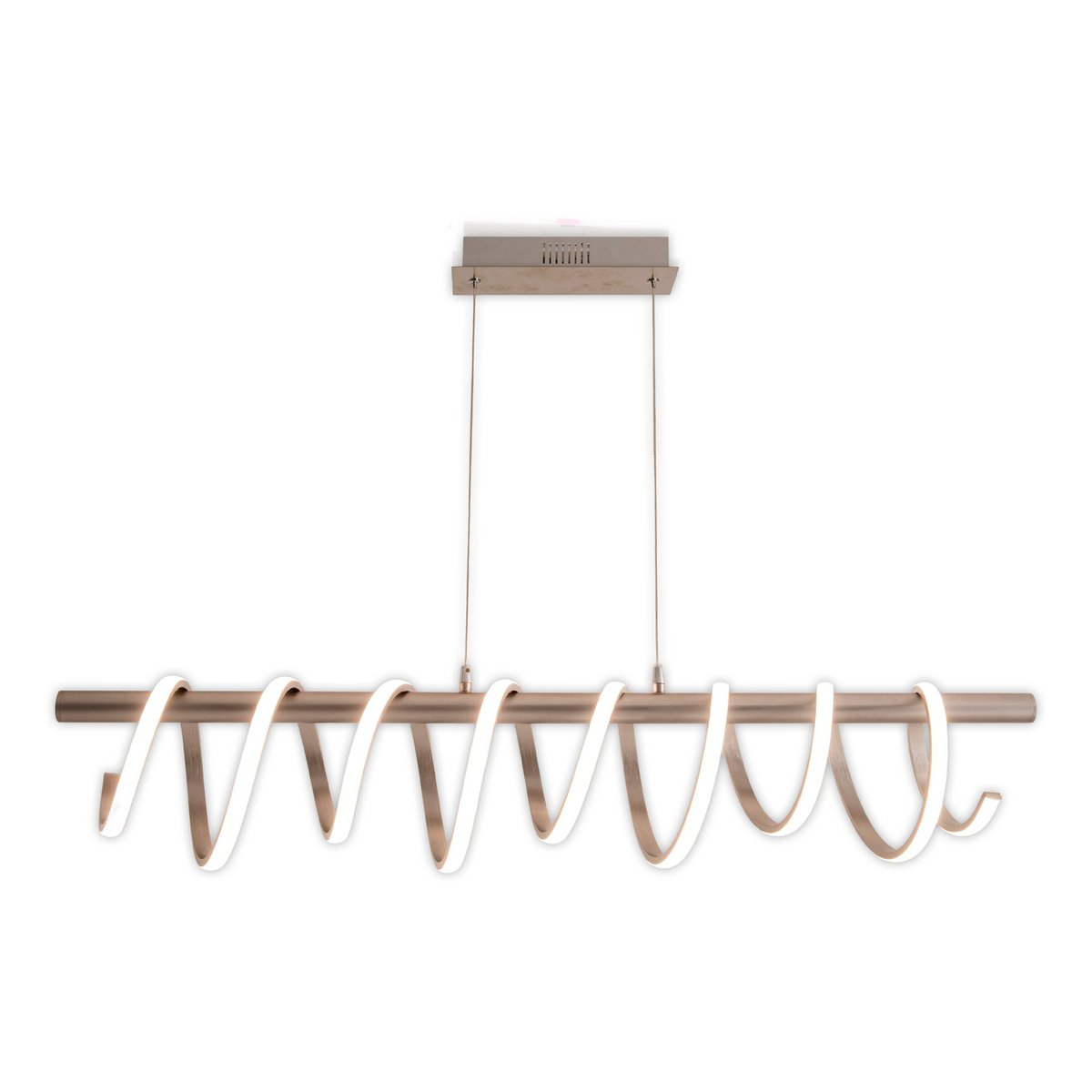 LED -hanglamp "Belleza", moderne metalen slinger lamp en plastic in nikkel mat en wit, met stevig gebouwd -in LED's, 100 cm lang. De ideale verlichting voor woonkamer, eetkamer of keuken.