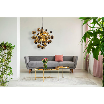 Hanger lamp "explosie" van metaal en glas, G9 -versies, hangende lamp voor eetkamer, woonkamer, gang of kantoor, Øca. 65 cm