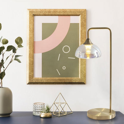 LED -tafellamp "Varna", tafellamp gemaakt van messing -gekleurd metaal en iriserend glas, stevig ingebouwd -in LED's, 45 cm hoog, stijlvolle verlichting voor woonkamer, eetkamer of gang