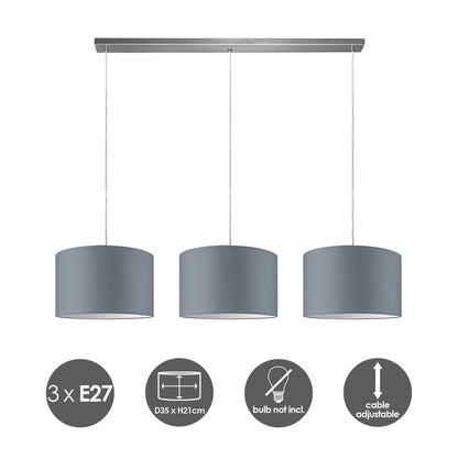 Home Sweet Home hanglamp Beam 3L, E27, grijs Lampenkap, 35cm