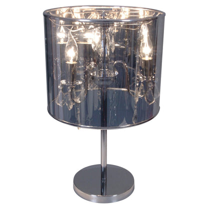 Deko-Table Light "Marella" 56 cm hoog, Ø 33 cm, gemaakt van metaal, film en acryl in de kleuren chroom en helder.