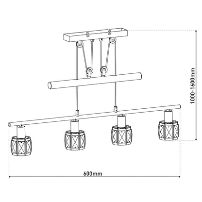 LED balanceerpendellamp "Josefa" E14 kooldraad