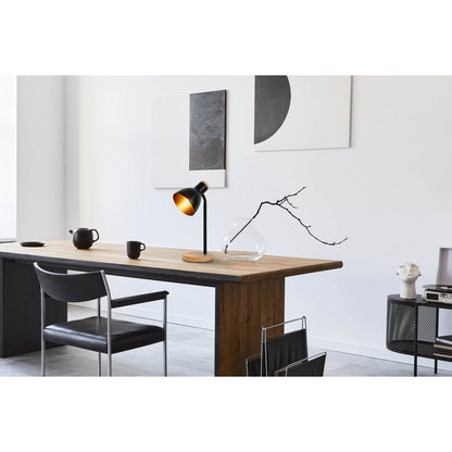 "Marie" bureaulamp gemaakt van metaal en hout, E14, zwart, 36,5 cm hoog