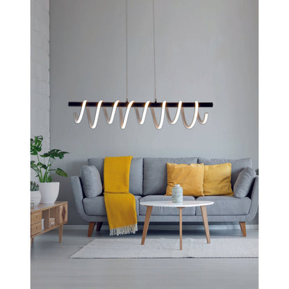 LED -hanglamp "Belleza", moderne metalen slinger lamp in zwart en wit, met stevig ingebouwde LED's, ca. 100 cm lang, de ideale verlichting voor woonkamer, eetkamer of keuken.