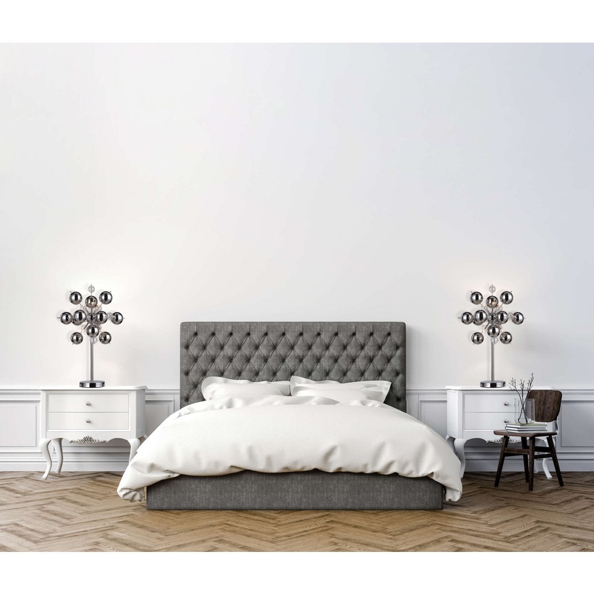 Tafellamp "explosie", tafellamp gemaakt van metaal en glas, chroom, G9, tafellamp 73 cm hoog