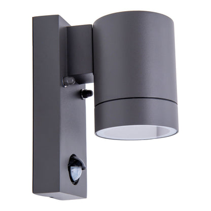 Buiten Wall Lamp "Romb" met bewegingsdetector, antraciet -gekleurd aluminium, timer, veranderbare lamp, 7 x 12,5 x 16,4 cm