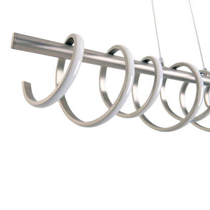 LED -hanglamp "Belleza", moderne metalen slinger lamp en plastic in nikkel mat en wit, met stevig gebouwd -in LED's, 100 cm lang. De ideale verlichting voor woonkamer, eetkamer of keuken.