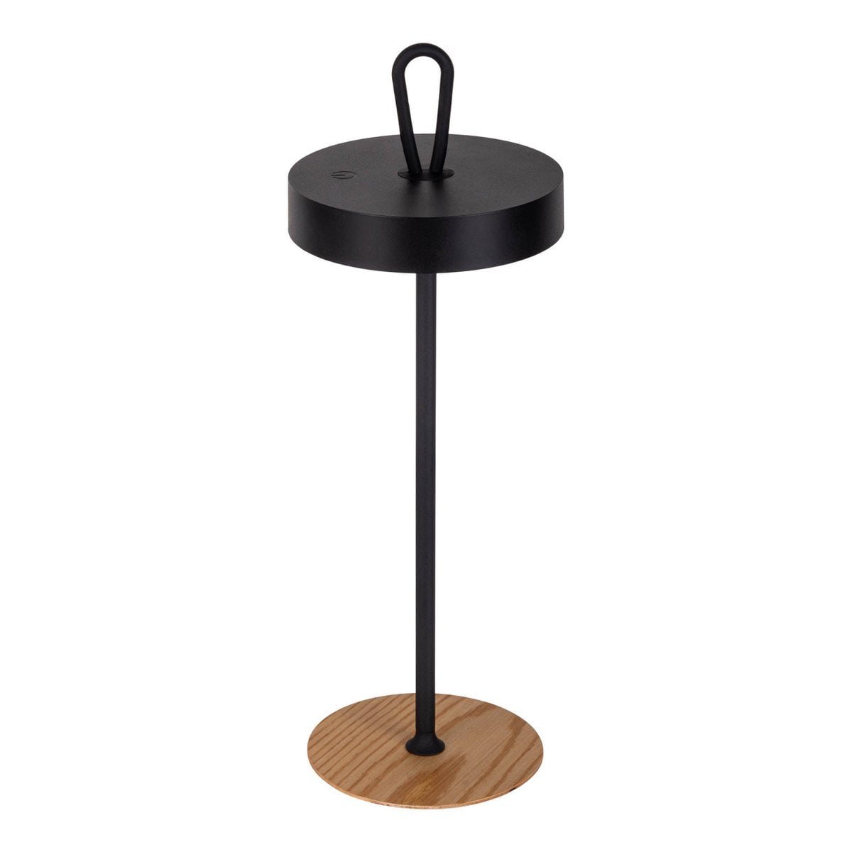 LED -batterijtafellamp magnetisch voor buiten en binnen, gemaakt van metaal en plastic in zwart, 36 cm hoog