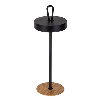 LED -batterijtafellamp magnetisch voor buiten en binnen, gemaakt van metaal en plastic in zwart, 36 cm hoog