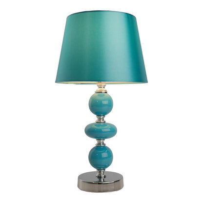 Keramische tafellamp "araga" 36 cm hoog, tafellamp gemaakt van metaal, keramiek, met tekstbladen, turquoise, met E14 -aansluiting, verlichting voor eetkamer, woonkamer, gang of kantoor