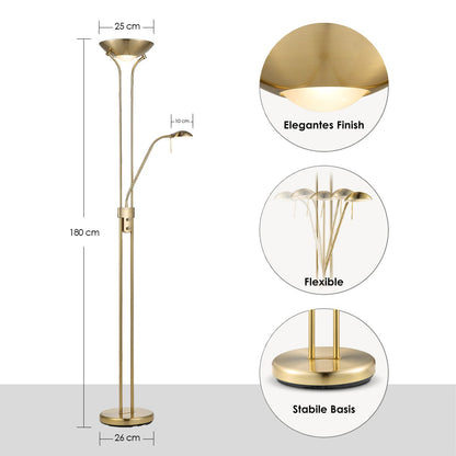 Home Sweet Home R7s + G9 LED Uplight Vloerlamp - Klassiek Goudbrons