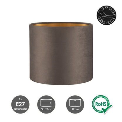 Home Sweet Home Velvet Lampenkap - Grey + goud - ø20 x 17 cm