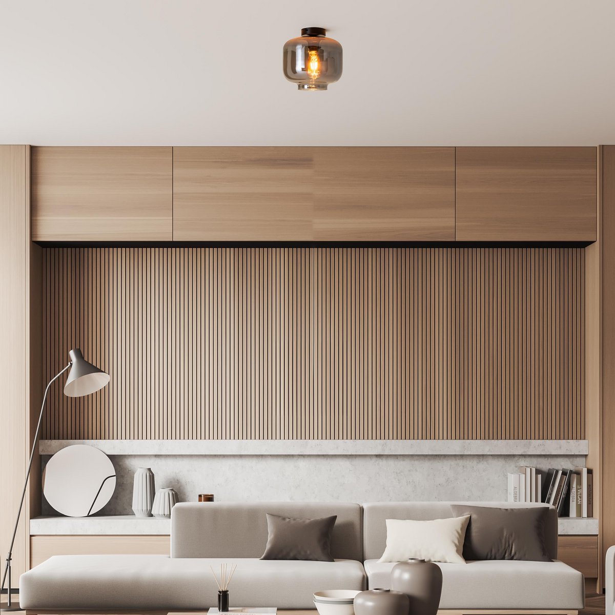 Plafondlamp "vaso", retro, plafondlamp, metaal en rookglas in antraciet, E27 -aansluiting, voor eetkamer, woonkamer, gang of kantoor, met een Øvon 25 cm