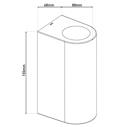 Buiten wandlamp "Alecto" meet 6,8 x 8,8 cm en is 15,5 cm hoog. Het bestaat uit een hoogwaardig plastic met een enigszins gestructureerd oppervlak dat eruit ziet als geschilderd. Tijdloos zwart maakt de lamp universeel bruikbaar.