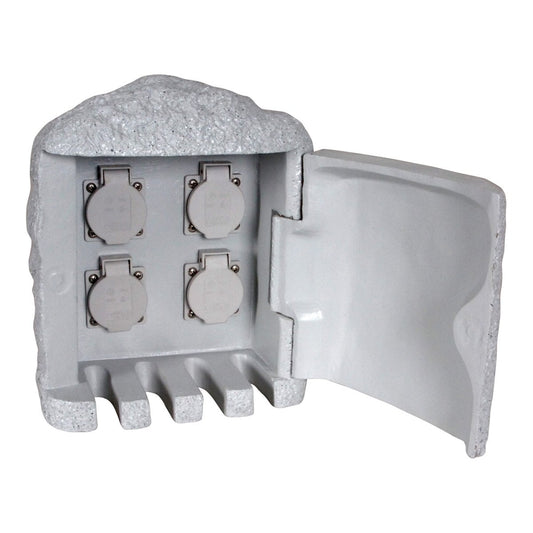 Buitenbekleding Stone "Roccus", gemaakt van grijs plastic, stopcontacten/technologie voor tuin en terras