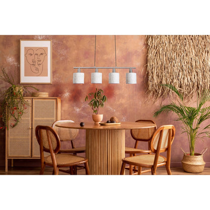 4 hanger lamp "maron" gemaakt van metalen satin mat met stof paraplu's in de natuur, met E14-aansluiting, lamp voor woonkamer of eetkamer, 71,5 x 12 cm