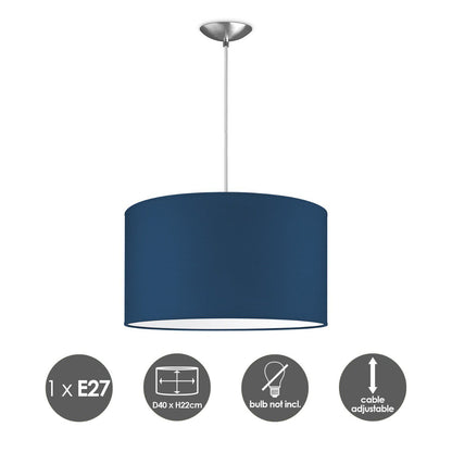 Home Sweet Home hanglamp Bling met lampenkap, E27, donkerblauw, 40cm