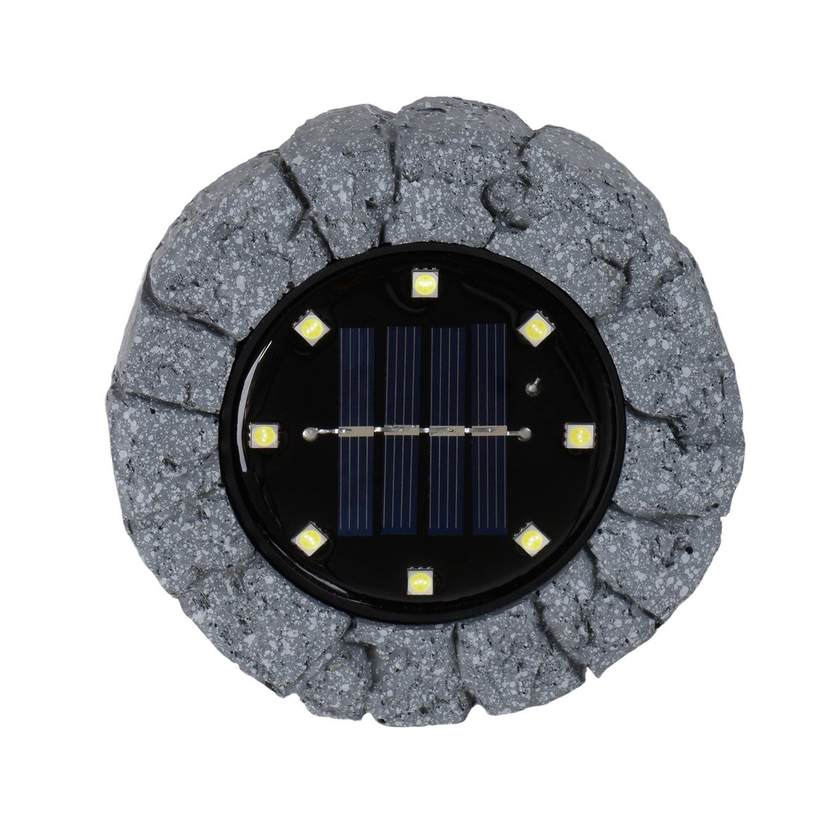 4 Set LED LED Solar-Floor-So-spit "Kian", voor buiten, plastic vloerlamp in grijs, met geïntegreerde LED