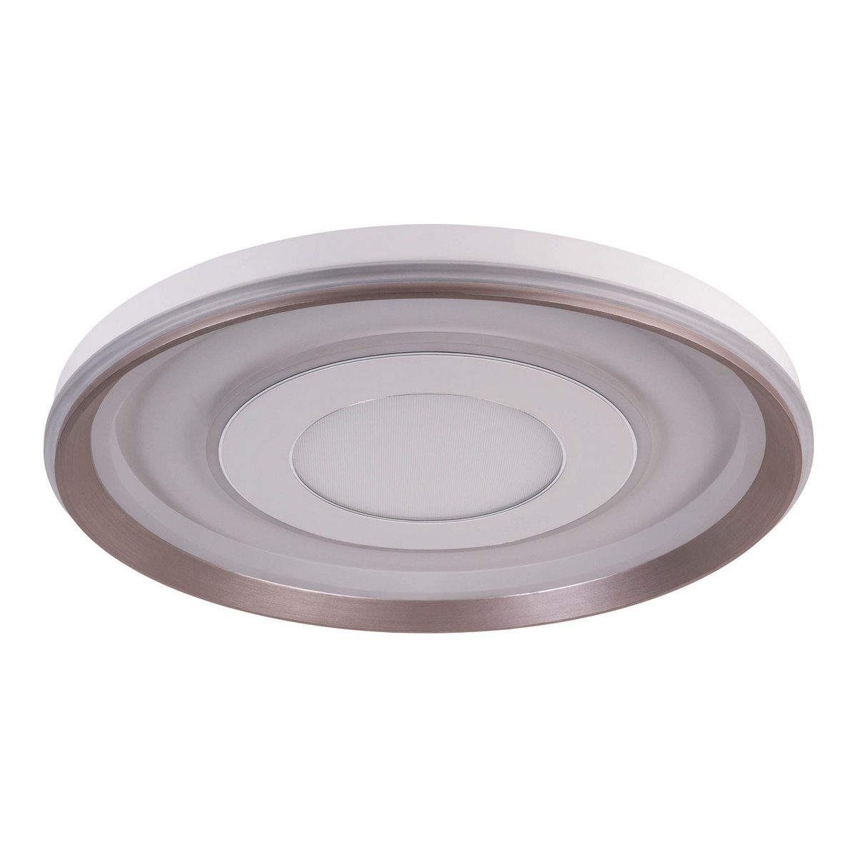 LED-plafondlamp "Doira" Ø 50,5 cm, 7,5 cm hoog, metaal en plastic in zilver en wit, geïntegreerde LED's, 3600 lm licht licht, dimable, CCT-functie 3000-6500 K, nachtlichtfunctie