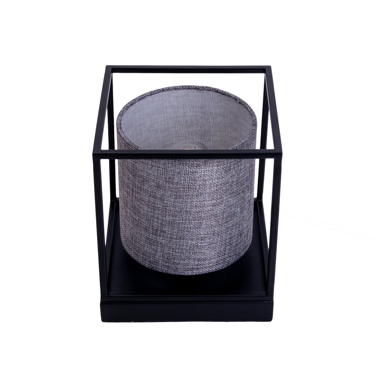 Tafellicht "Beta" grijs gemaakt van metaal met stofscherm in grijs, met E14 -aansluiting, lamp voor woonkamer, eetkamer, gang en kantoor, 15 x 15 x 17 cm