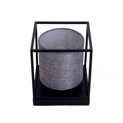 Tafellicht "Beta" grijs gemaakt van metaal met stofscherm in grijs, met E14 -aansluiting, lamp voor woonkamer, eetkamer, gang en kantoor, 15 x 15 x 17 cm